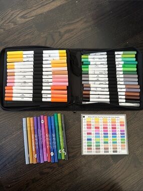 Ohuhu Pupe 60 Waterbased Marker set & 12 Ohuhu Glitter Pen Set like NEW & Case